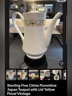 Florentine Yellow Floral Porcelain Teapot -